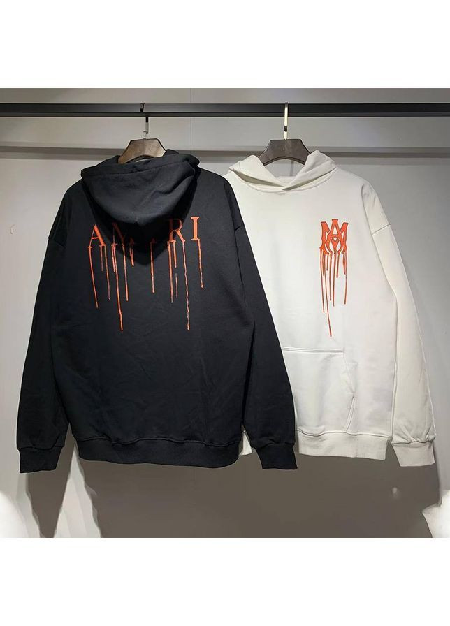 Худі чорне, біле з красивим оранджевим принтом, в стилі amiri No Brand (363819852)