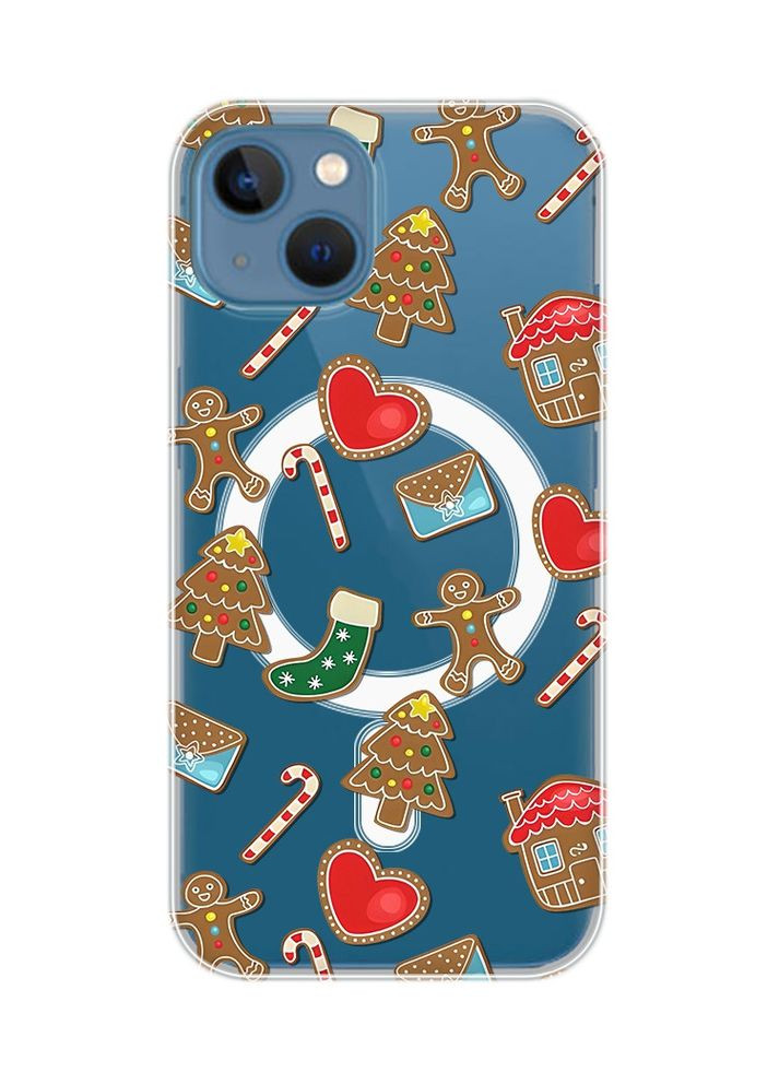 Магнитный чехол на iPhone 13 (6.1) с поддержкой MagSafe:: Рождественский фон (новогодний принт 181) Creative (362966142)