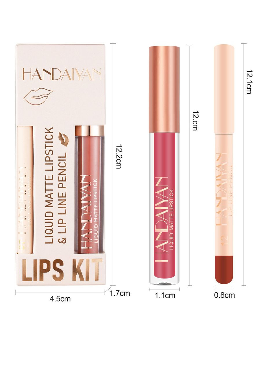Набор 2в1 жидкая матовая помада и карандаш для губ Lips Kit 12 Handaiyan (314933573)
