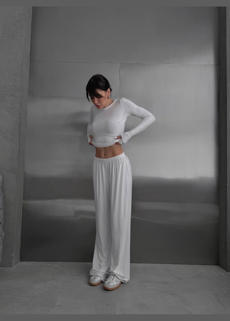 Жіночий костюм трійка  футболка + лонгслів + палаццо MonCher (332615293)