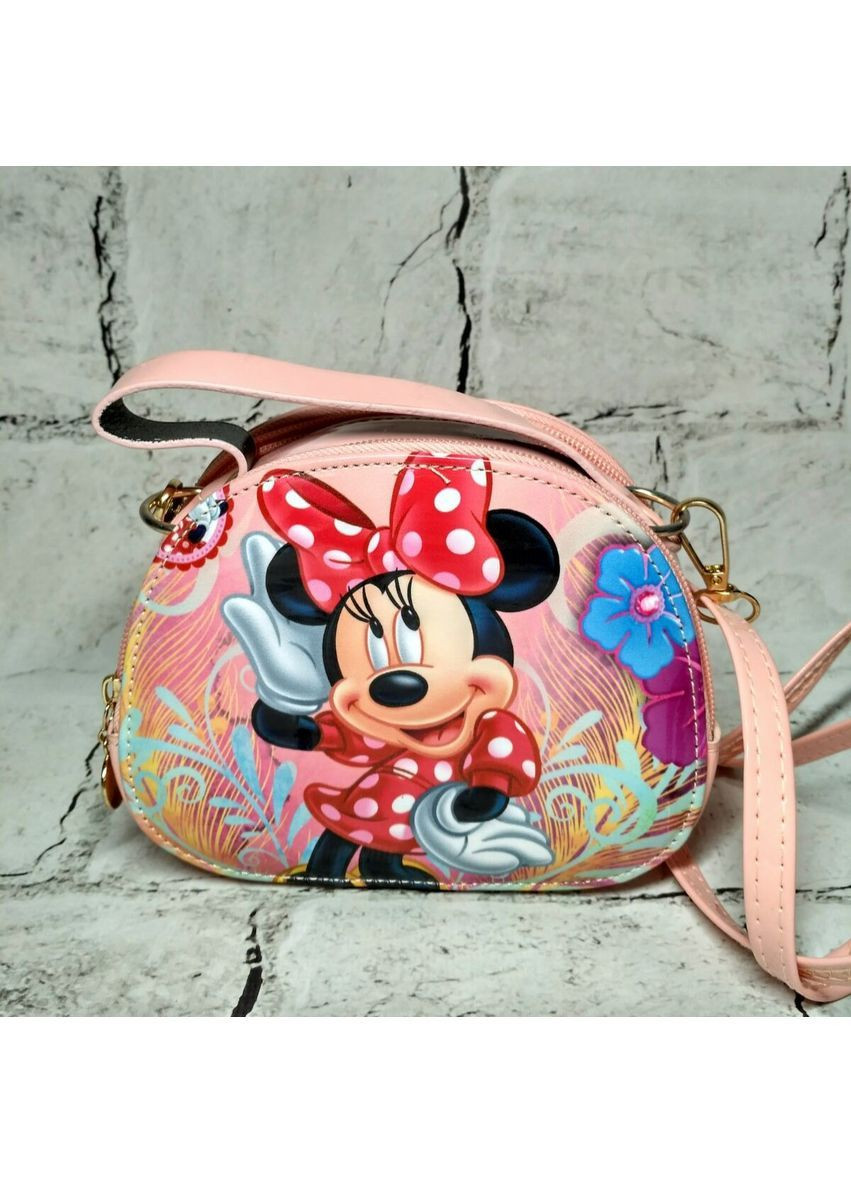 Сумочка детская для девочки лаковая с ремешком Микки 15х12х5 см Персиковая No Brand (367186404)
