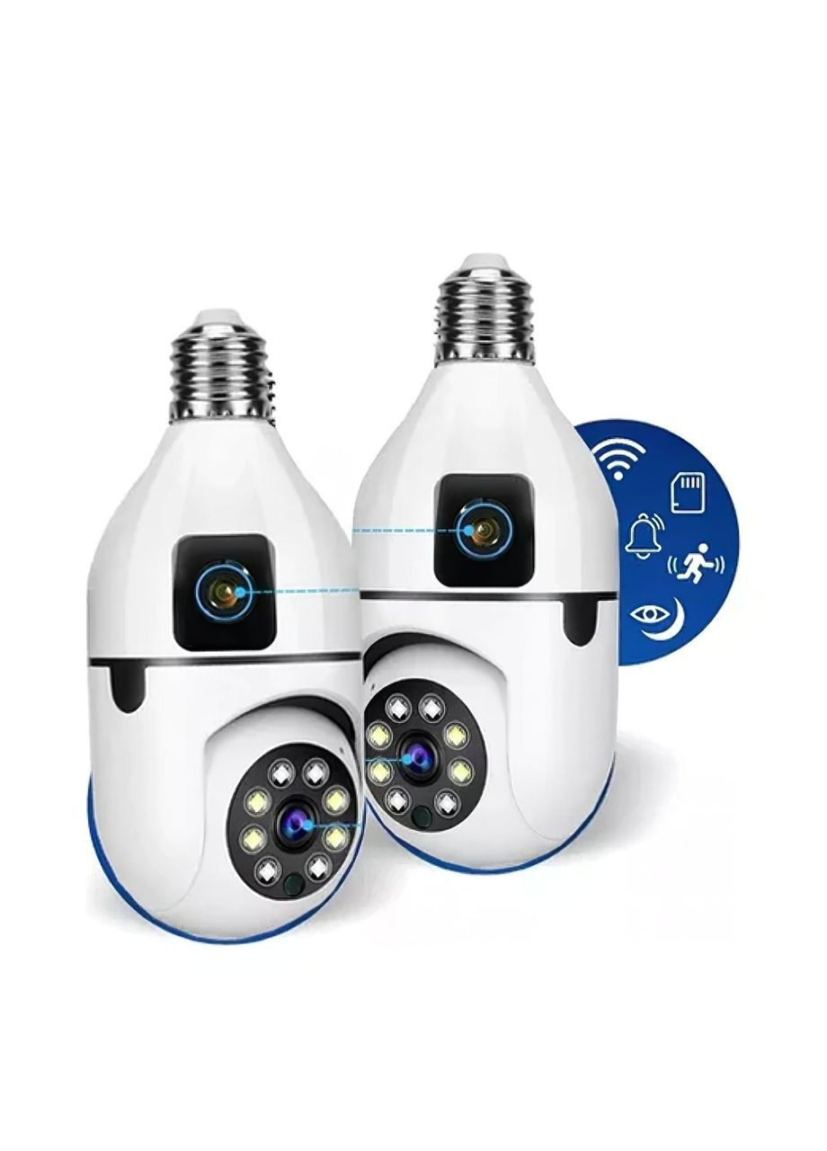 Смарт-камера в форме лампочки Wi-Fi IP-камера видеонаблюдения поворотная с 2 объективами в патрон E27 до 6 МП (S447) No Brand (361161979)