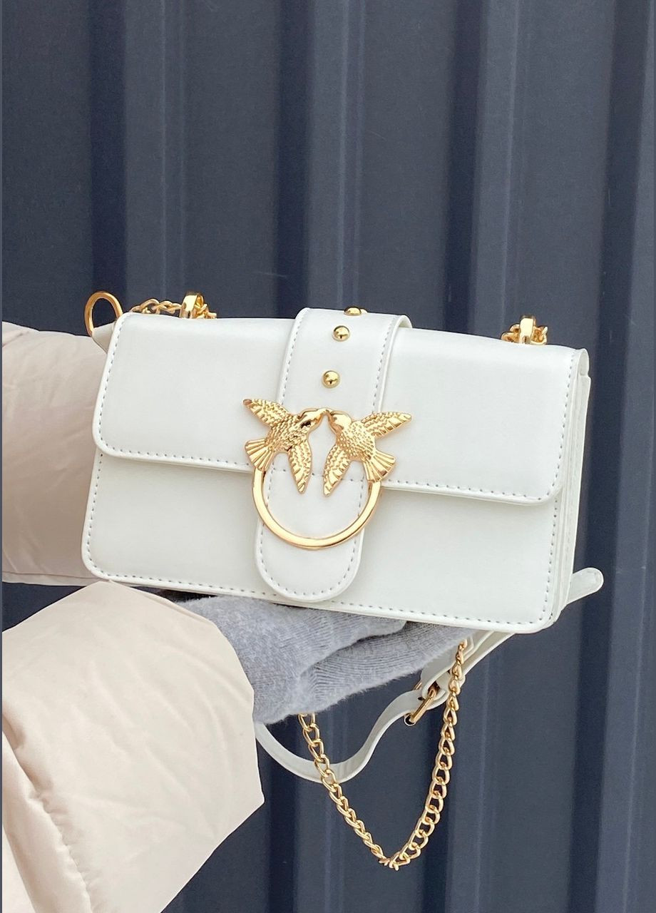Женская сумка кросс-боди через плечо с птичками белая No Brand (284238111)
