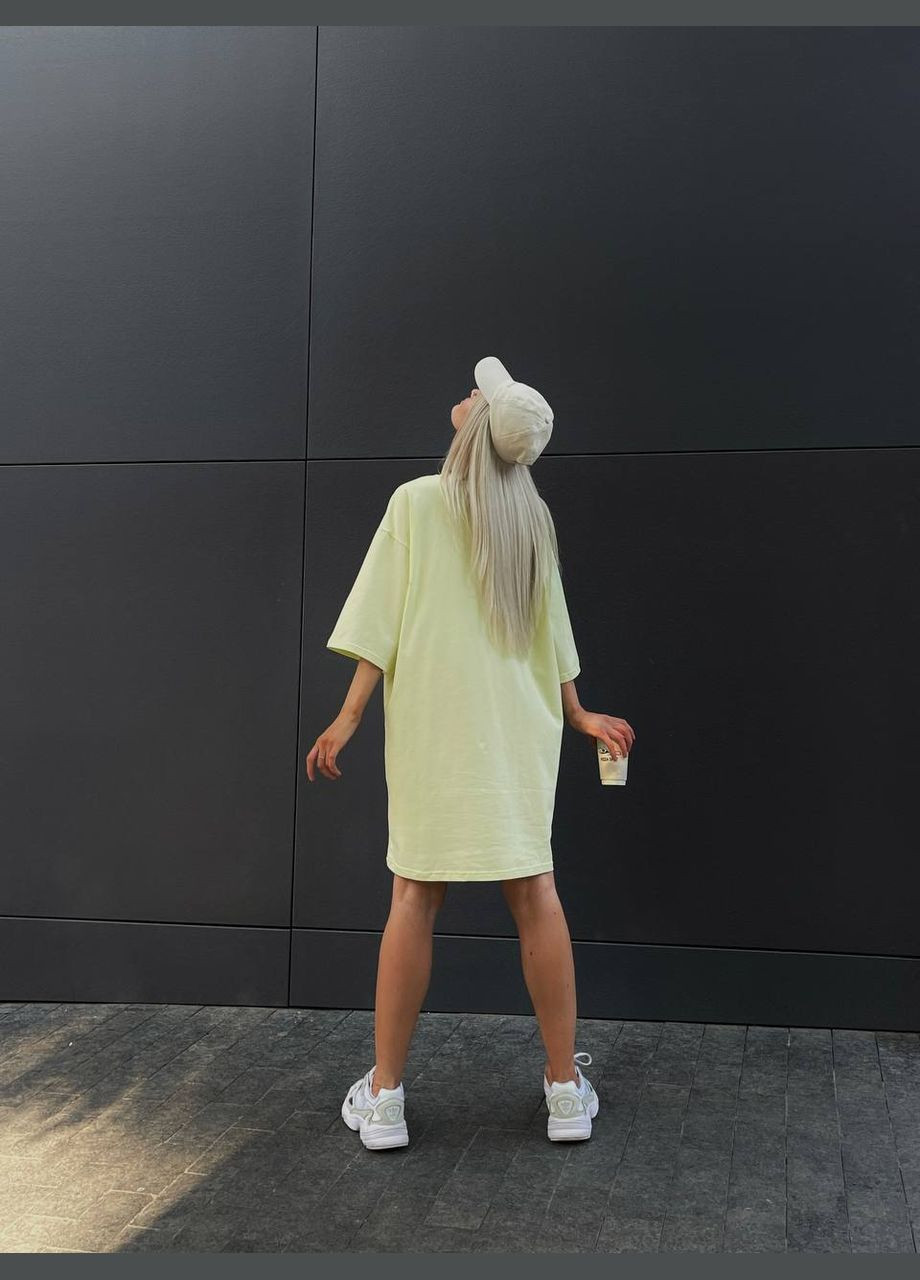 Жовтий спортивна, повсякденний, кежуал жіноча сукня-футболка сукня-футболка No Brand з малюнком