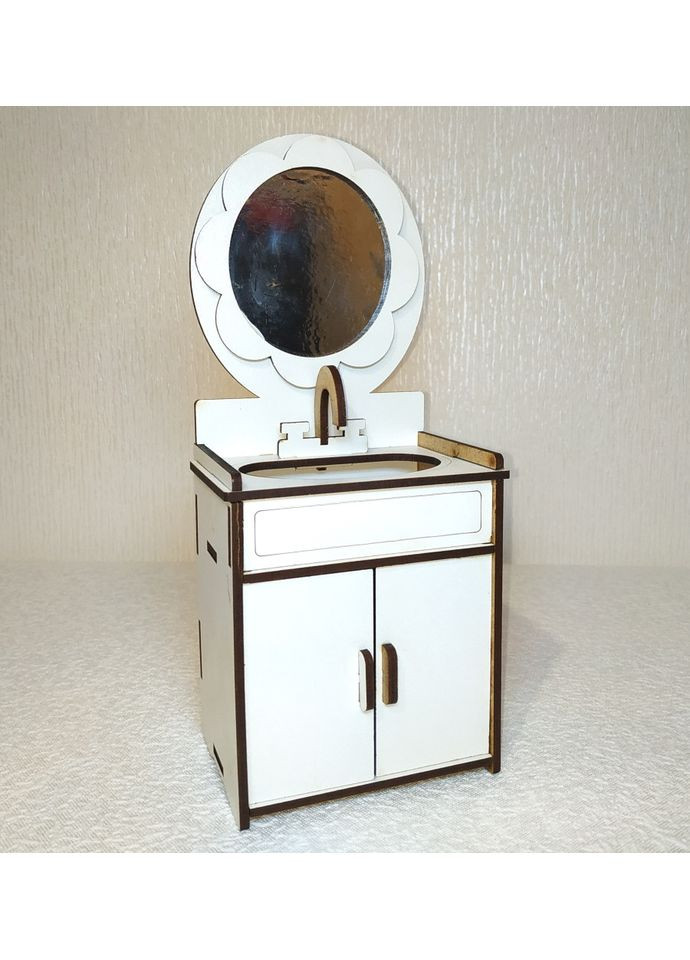 Вмивальник ляльковий дерев'яний Білий (висота 24см) ДоРечі (301910756)