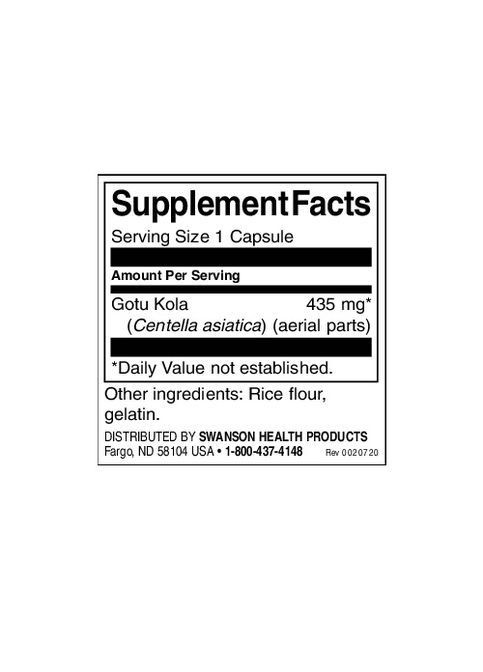 GOTU KOLA 435 mg 60 Caps Swanson (363829711)