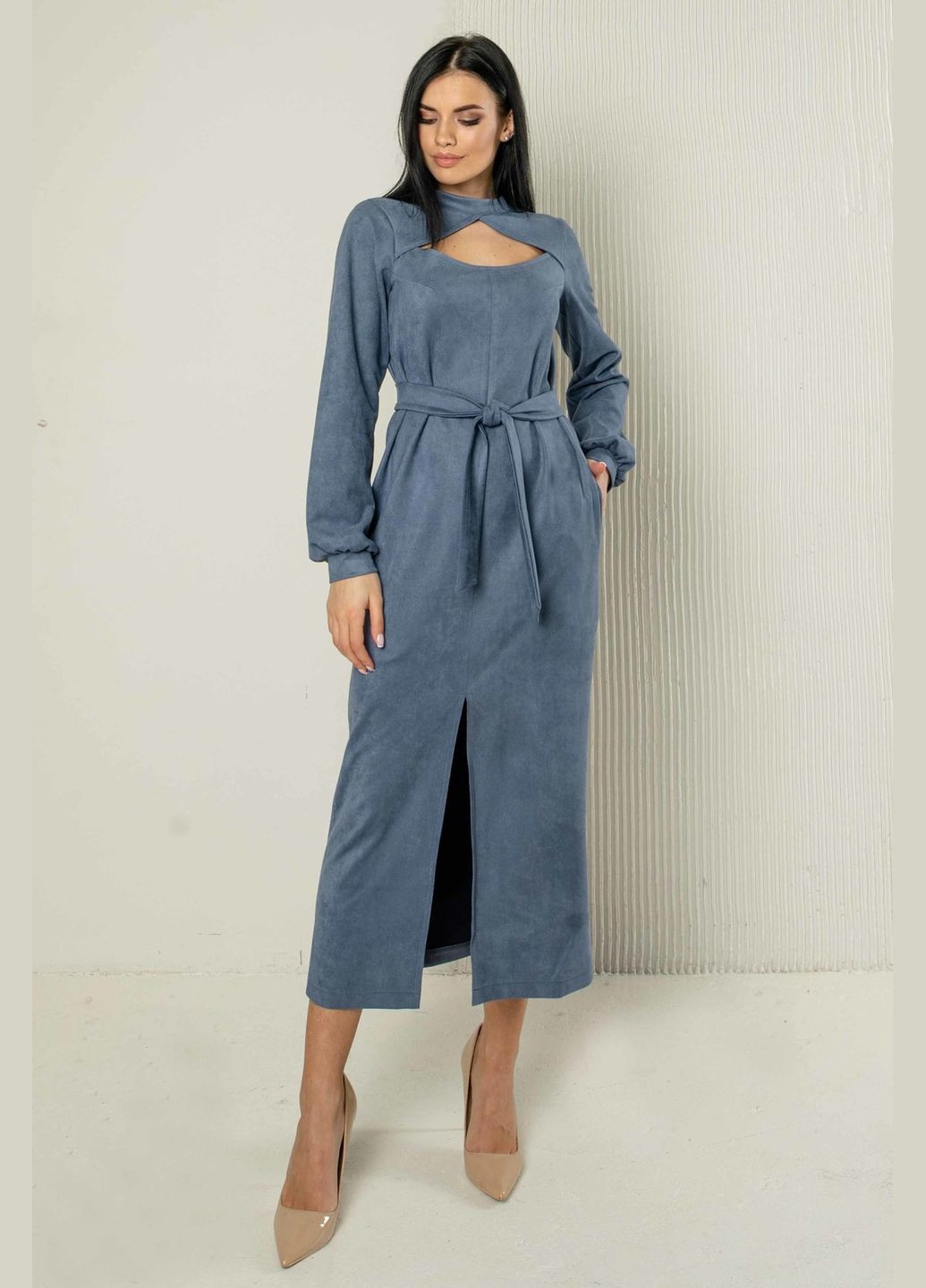 Сіро-синя кежуал, святковий, ділова сукня ри мари селма пл 0722 RiMari