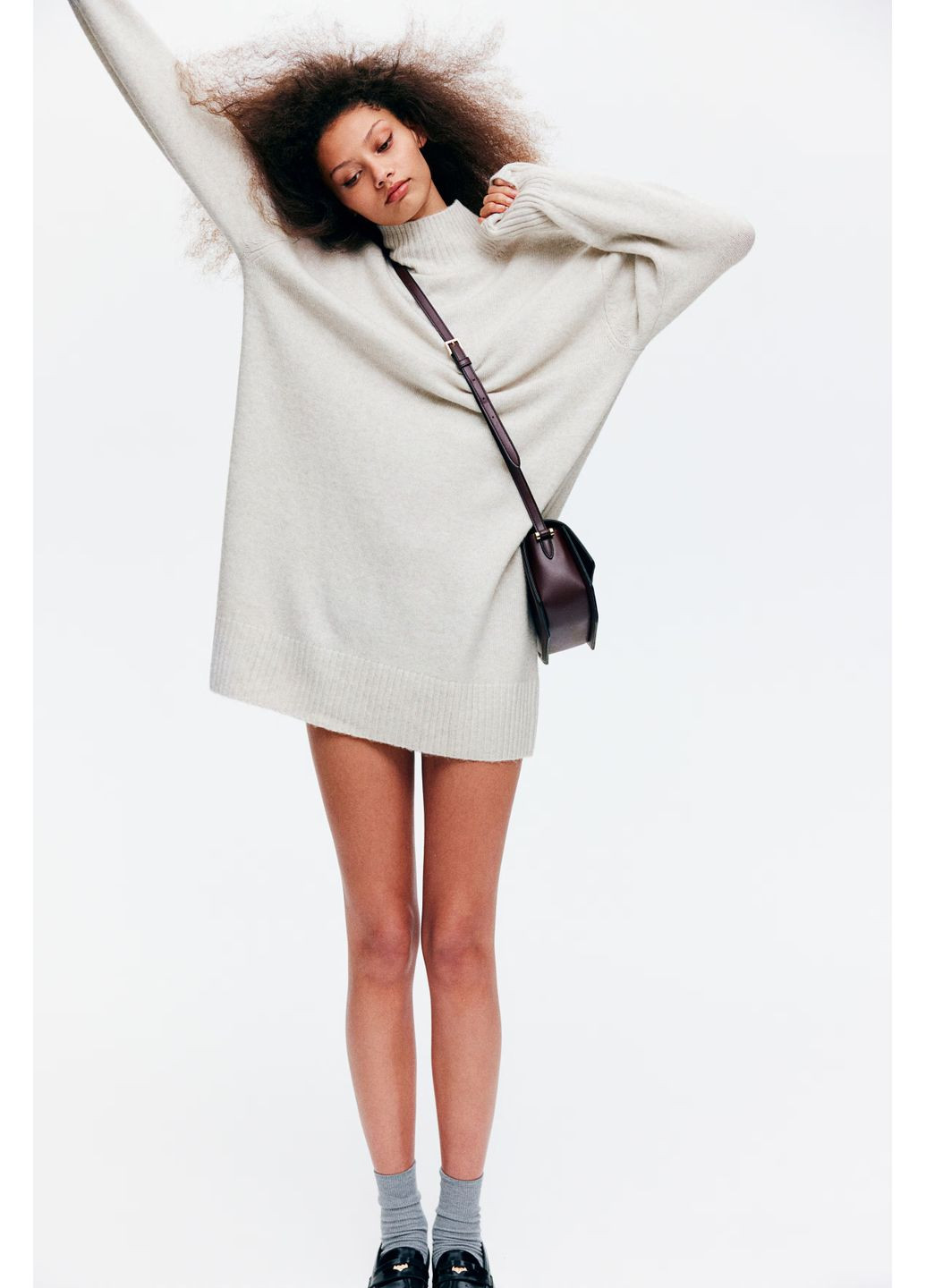 Молочна кежуал в'язане плаття H&M однотонна