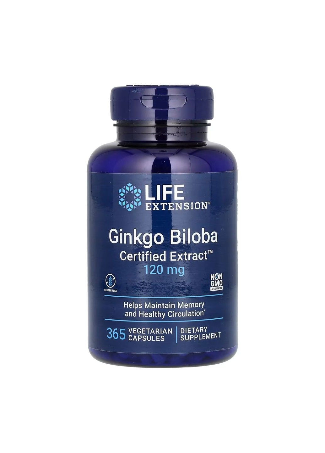 Екстракт Гінкго Білоба Ginkgo Biloba Certified Extract™120мг - 365 вег.капсул Life Extension (285790095)