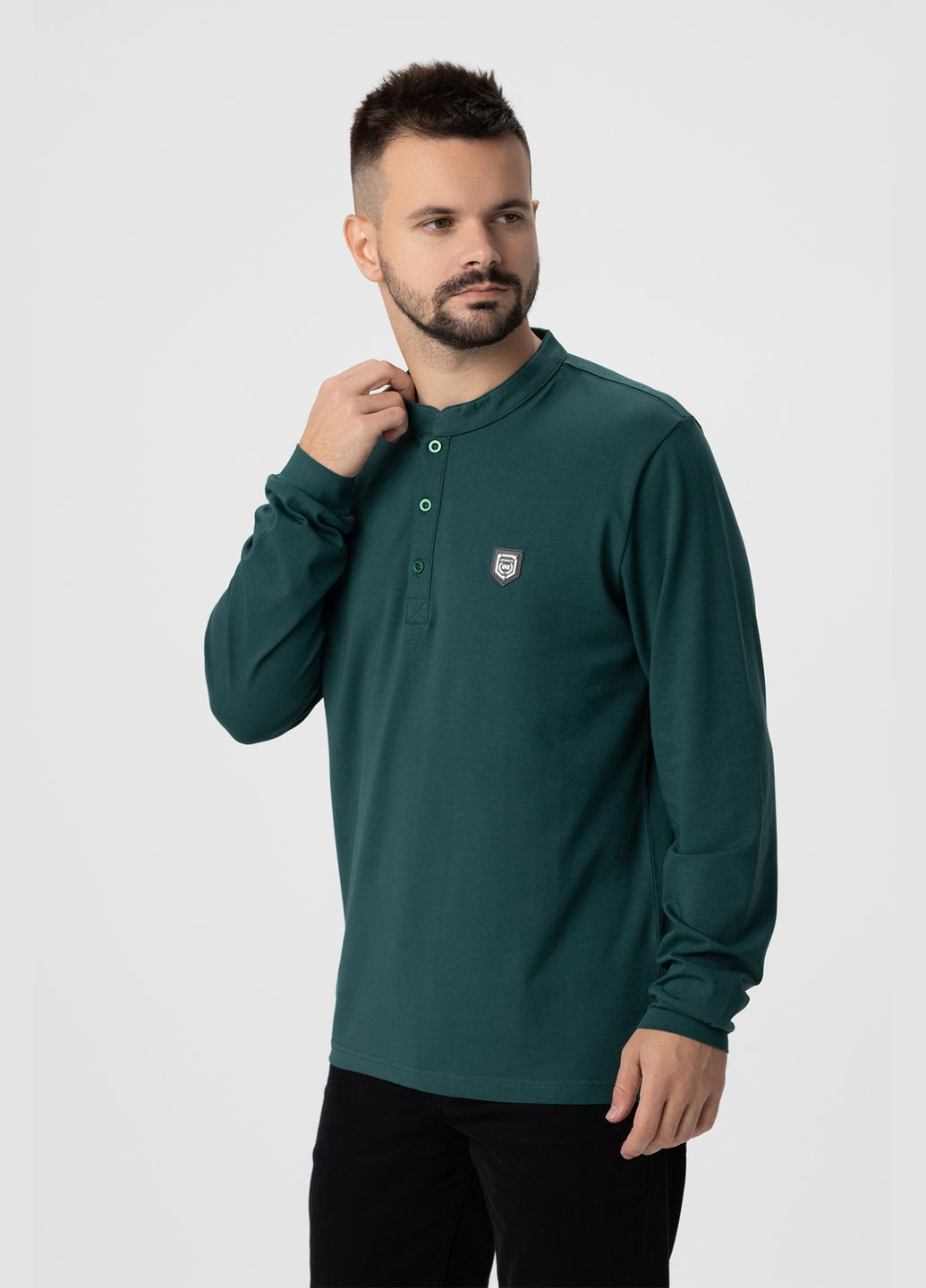 Темно-зеленый демисезонный джемпер однотонный мужской 3733 Zinzolin