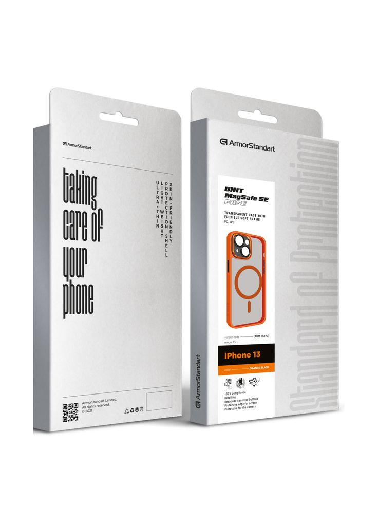 Чехол для мобильного телефона Unit MagSafe SE Apple iPhone 13 Orange Black (ARM75377) ArmorStandart (362211557)