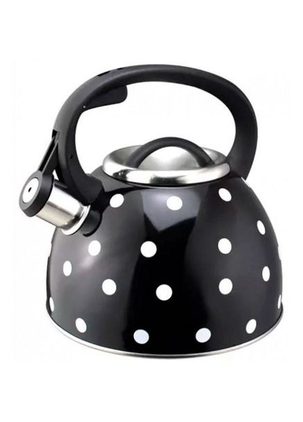 Чайник із свистком для газової плити UN-5301 2,5л горошок, гарний чайник. Колір: чорний Unique (364664042)