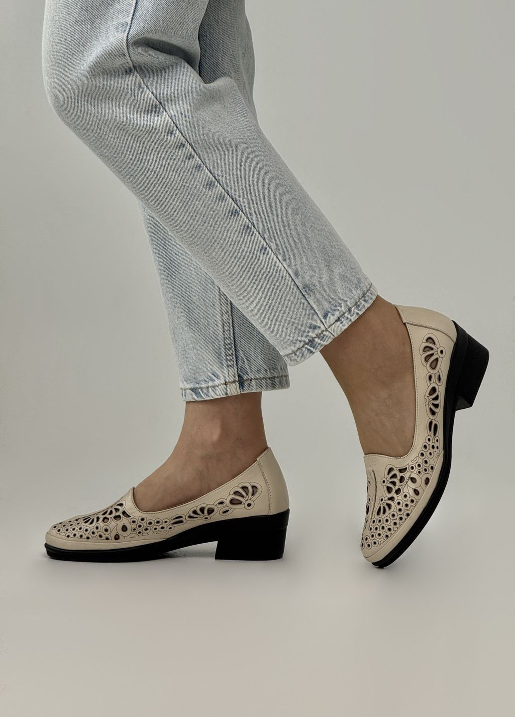 Sherlock Soon Туфлі жіночі шкіряні на повну ніжку світло-бежевий з натуральна шкіра, туреччина — демісезон (335718199)