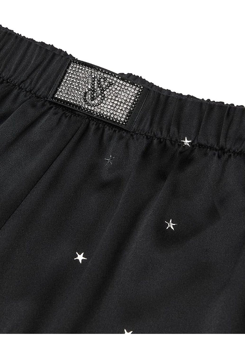 Чорна піжама жіноча glazed satin dew drop long pajama set, чорна, xl Victoria's Secret