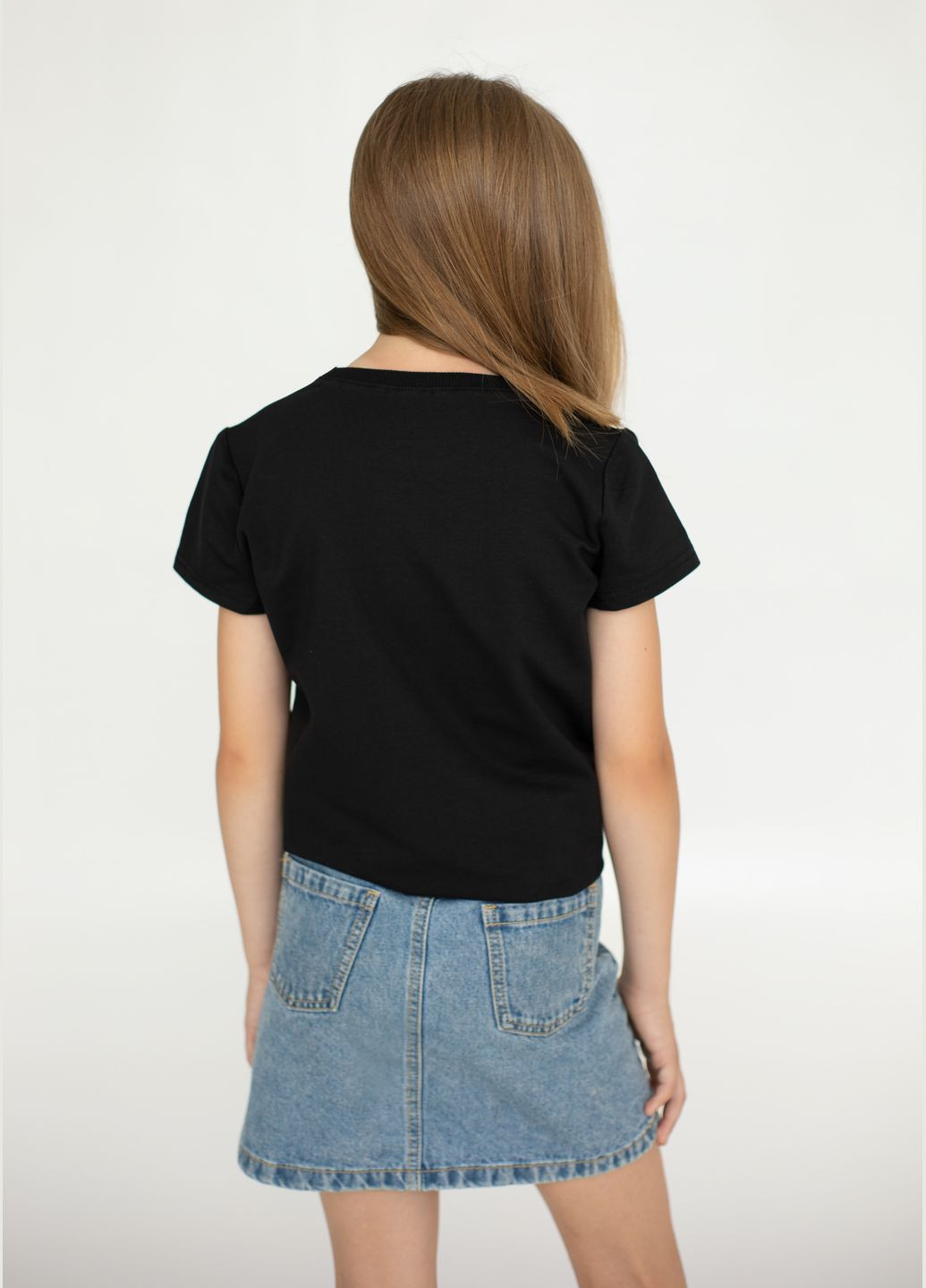 Черная летняя футболка детская "black&white" из двунитки чона No Brand