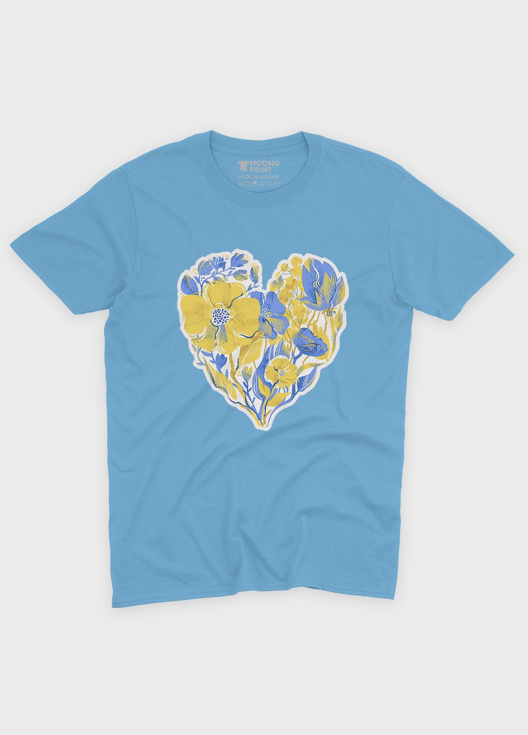 Блакитна демісезонна футболка для хлопчика з патріотичним принтом серце (ts001-4-lbl-005-1-103-b) Modno