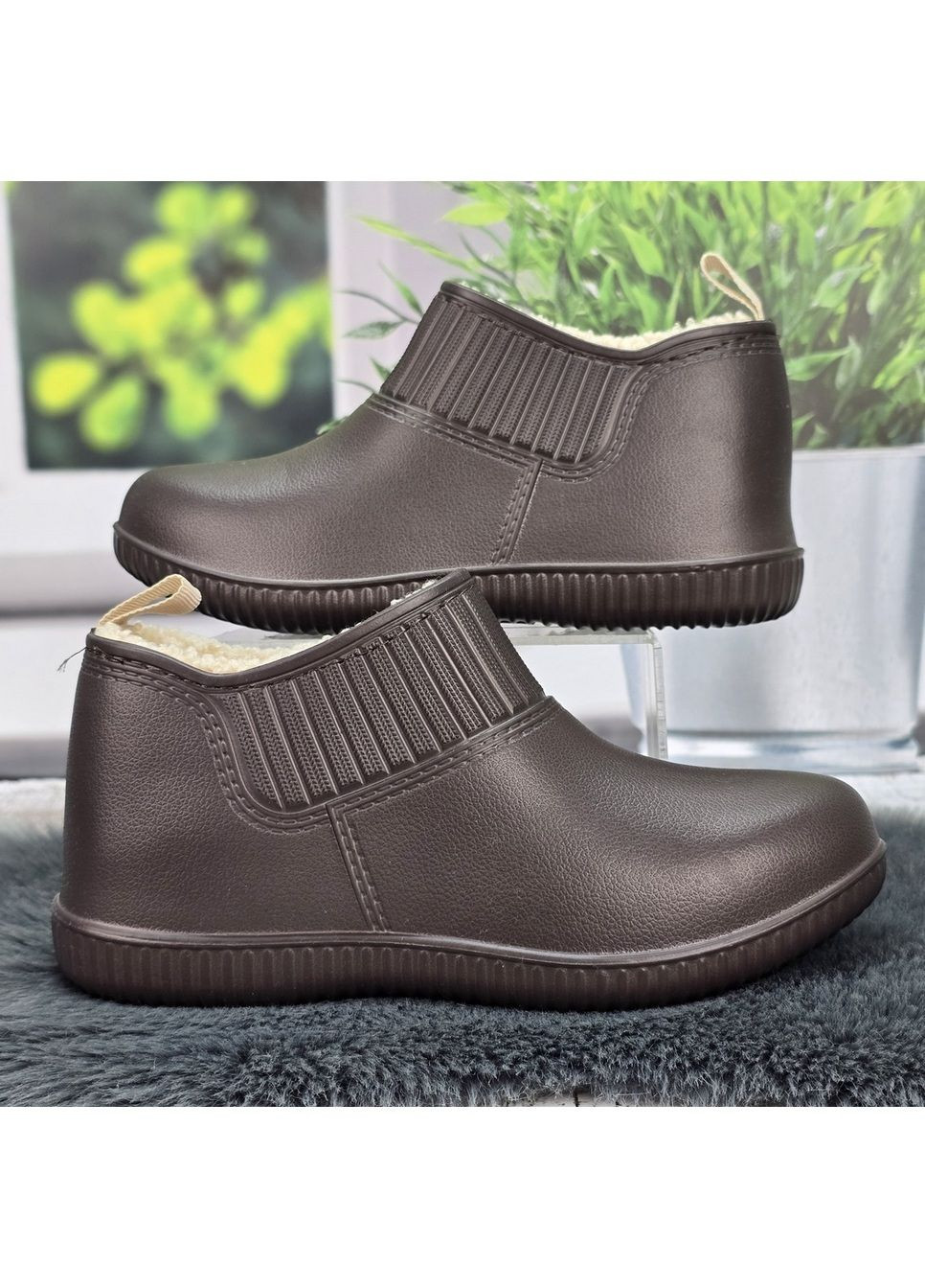 Калоші жіночі пінкові на хутрі шоколадного кольору Dago Style (369504742)