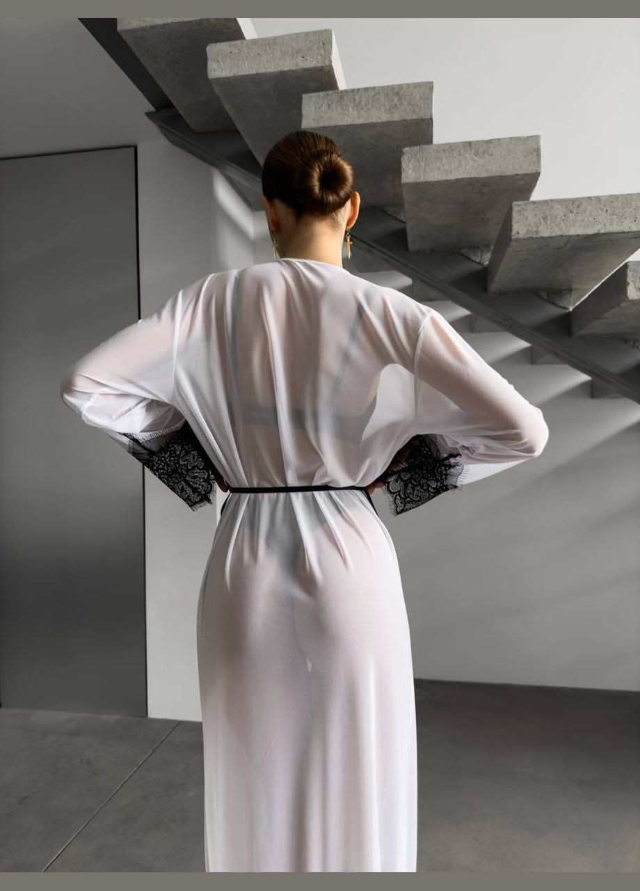 Елегантний напівпрозорий халат з мереживом No Brand (322266158)