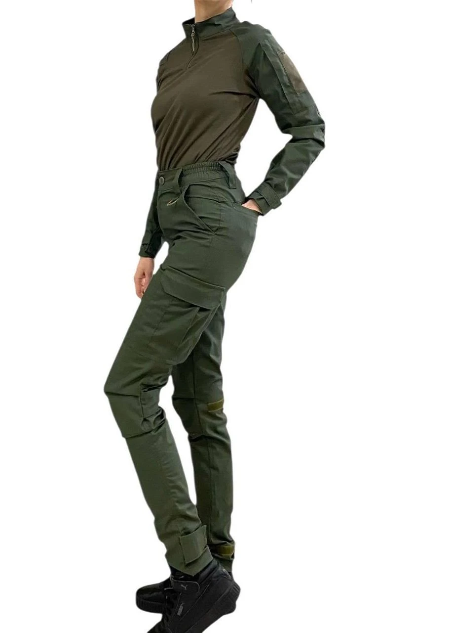 Женские военные тактические штаны олива, хаки стрейч No Brand (398848870)