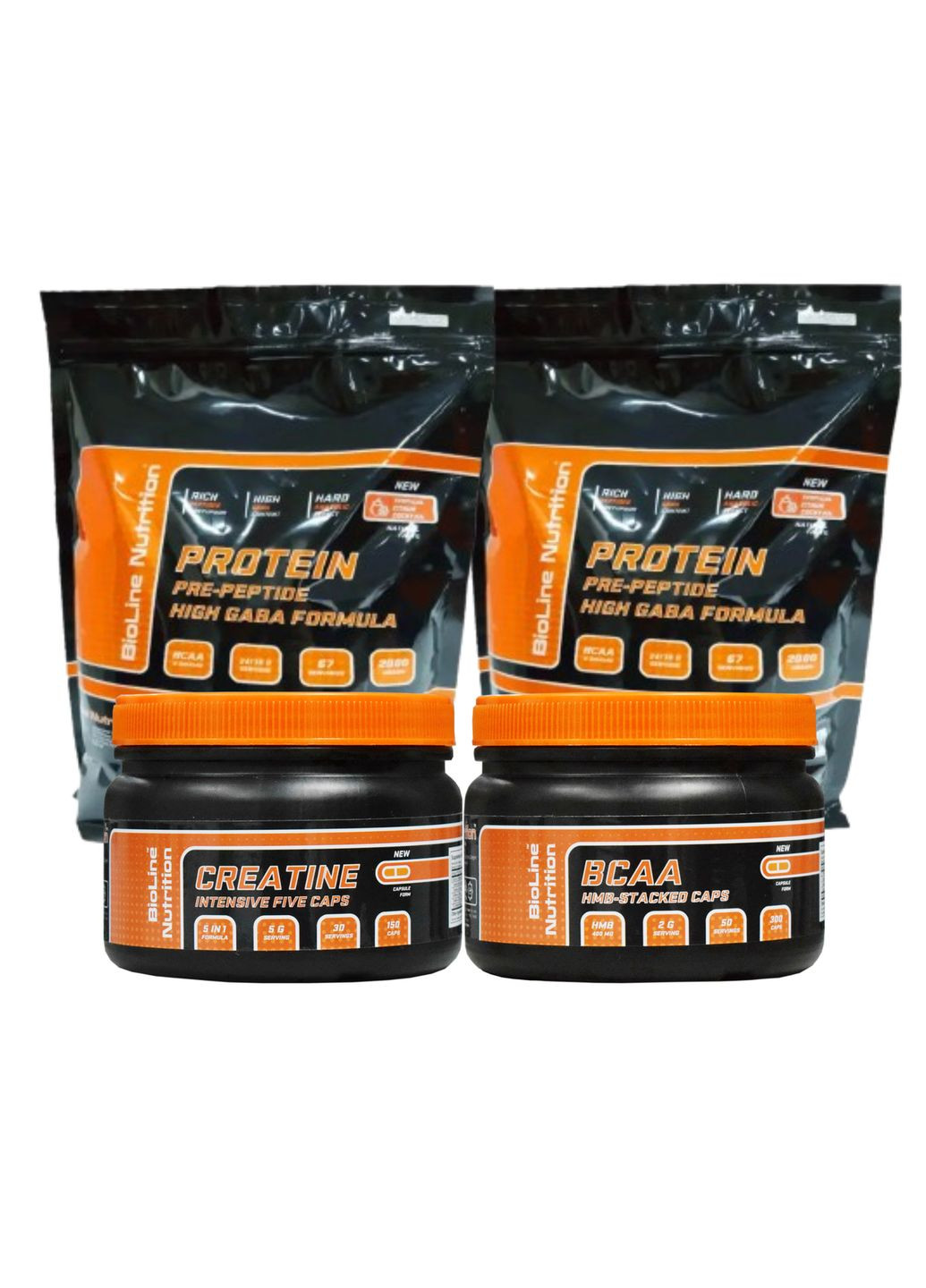 Протеїн 4 кг смак Манго-апельсин + Креатин у капсулах + Амінокислоти BCAA у капсулах BioLine Nutrition (369769906)