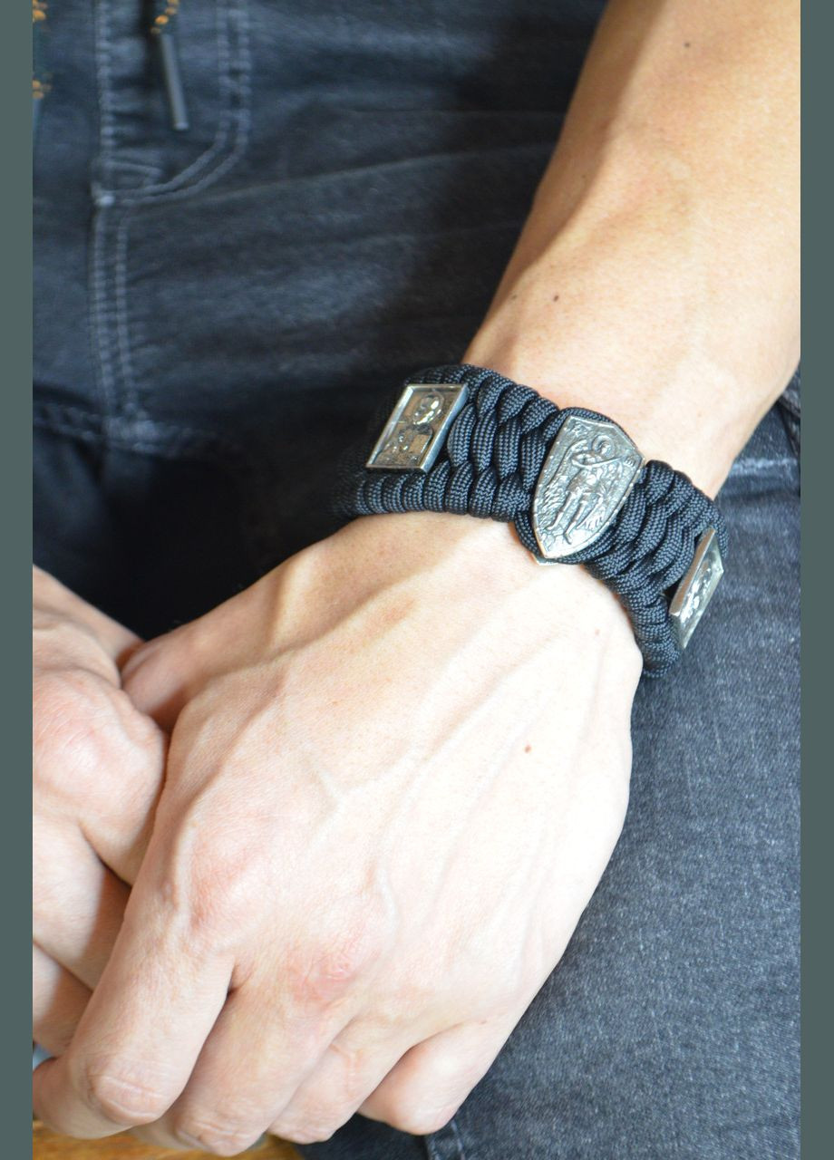 Браслет з Архангелом Дівою Марією, Св.Миколаєм ножем з індивідуальним гравіюванням з Мельхіора+брелок у подарунок No Brand (341738731)