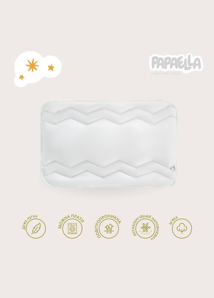 Подушка дитяча Comfort 40х60 см для немовлят антиалергенна для дітей плоска низька біла PAPAELLA (342128845)