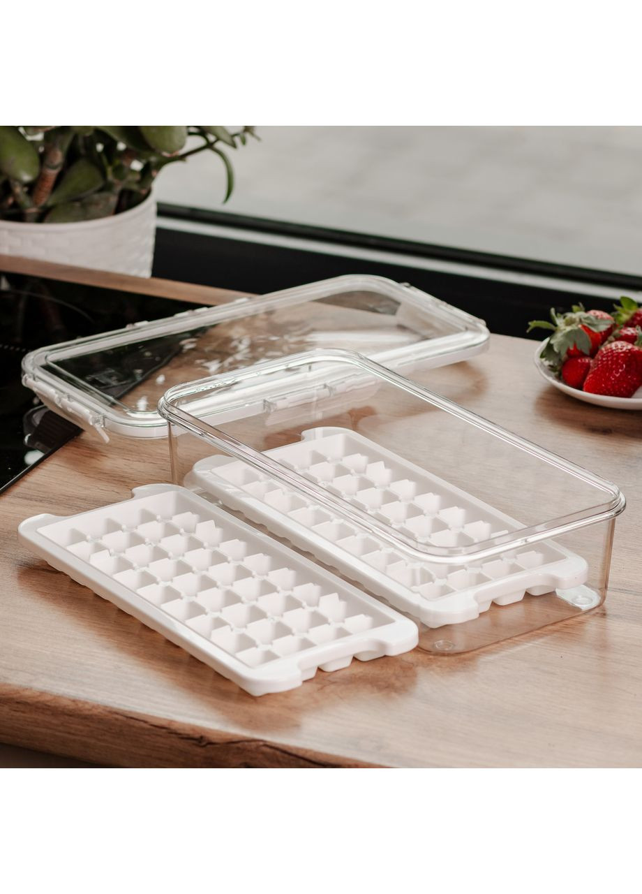 Контейнер для заморожування льоду з кришкою 72 комірки бежевий пластиковий контейнер для зберігання продуктів ProDobro (364192733)