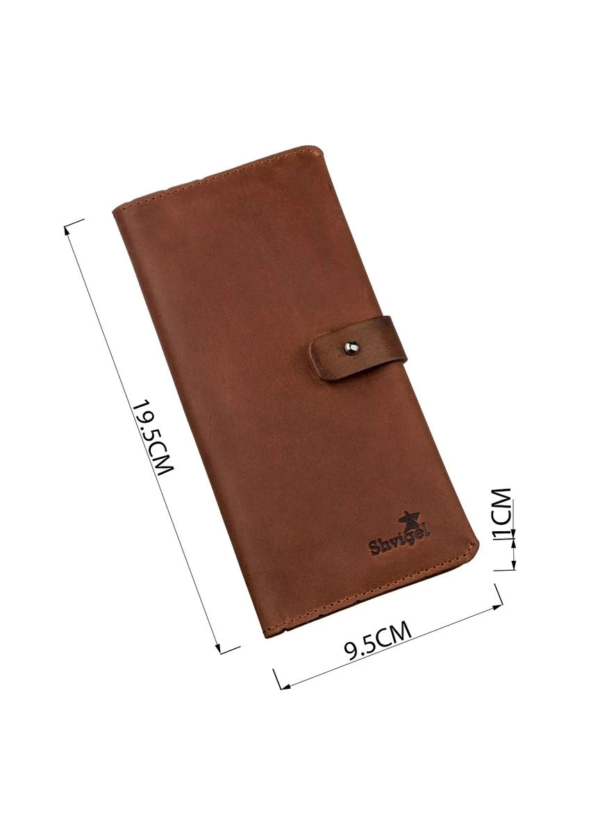 Бумажник мужской из винтажной кожи Коричневый 19,5х9,5х1 см Shvigel (391297360)