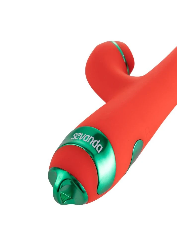 Вибратор-кролик с пульсацией и флогером SEVANDA Whip Vibrating Massage Wand, красно-зеленый - CherryLove Lockink (366962613)