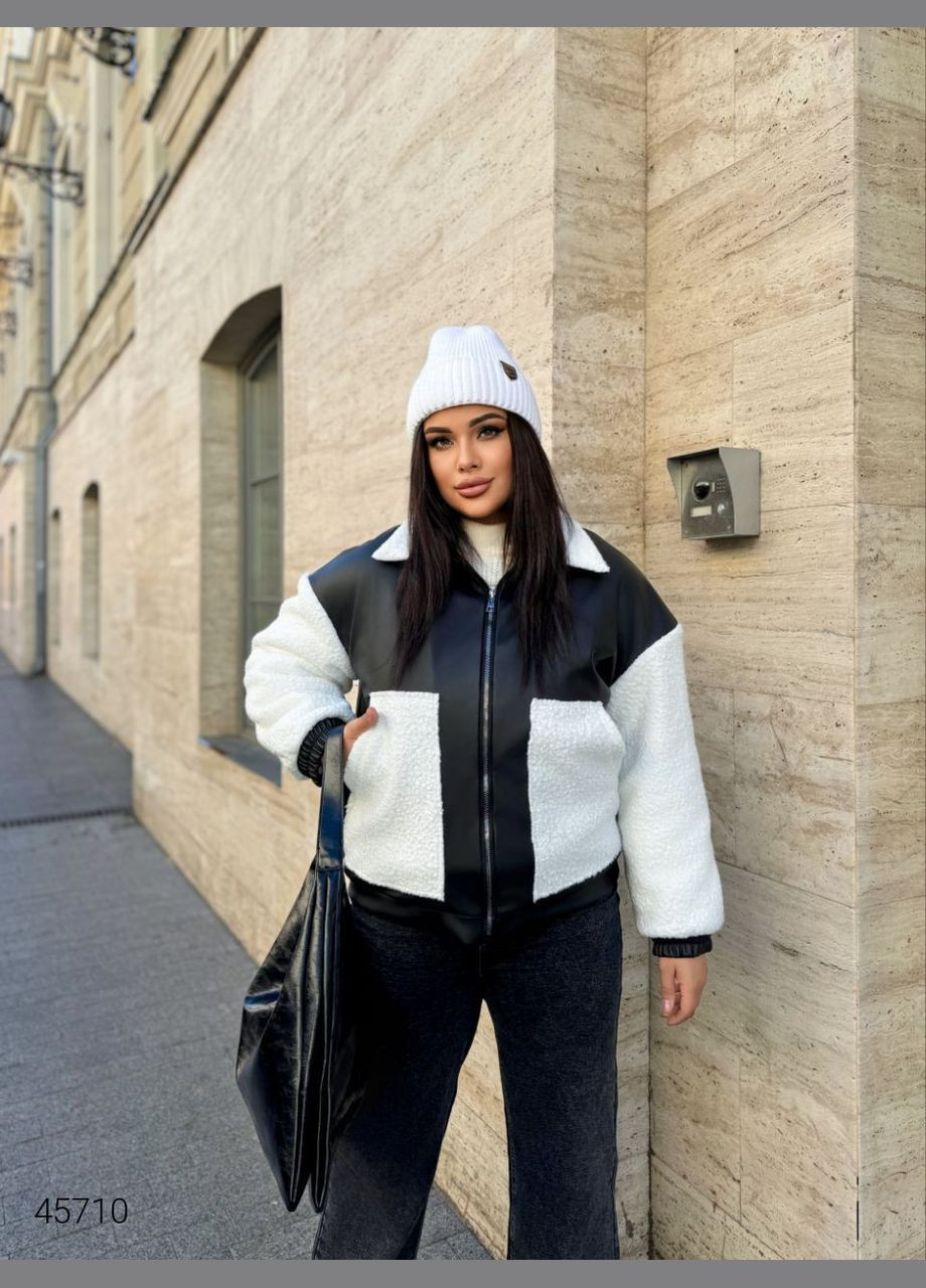 Черно-белая демисезонная зимняя куртка женская Liton