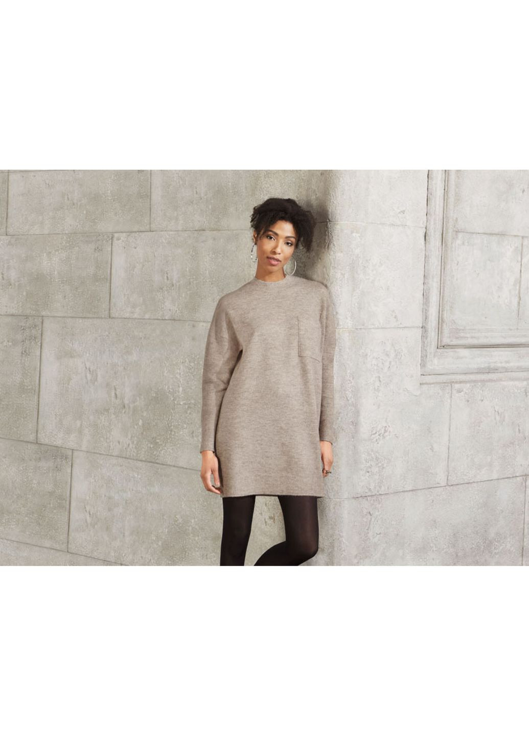 Бежевое повседневный платье вязаная для женщины lycra® 391258 Esmara