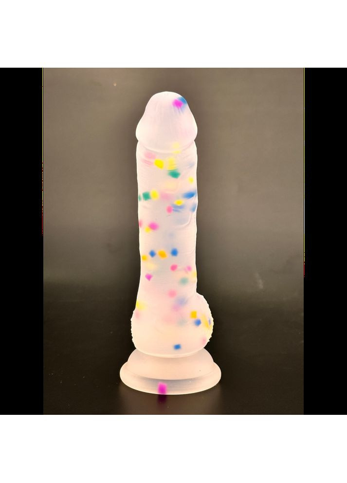 Фаллоімітатор Marty Party XL 22,5 см напівпрозорий з кольоровим вкрапленням всередині силікону Focus (303907058)