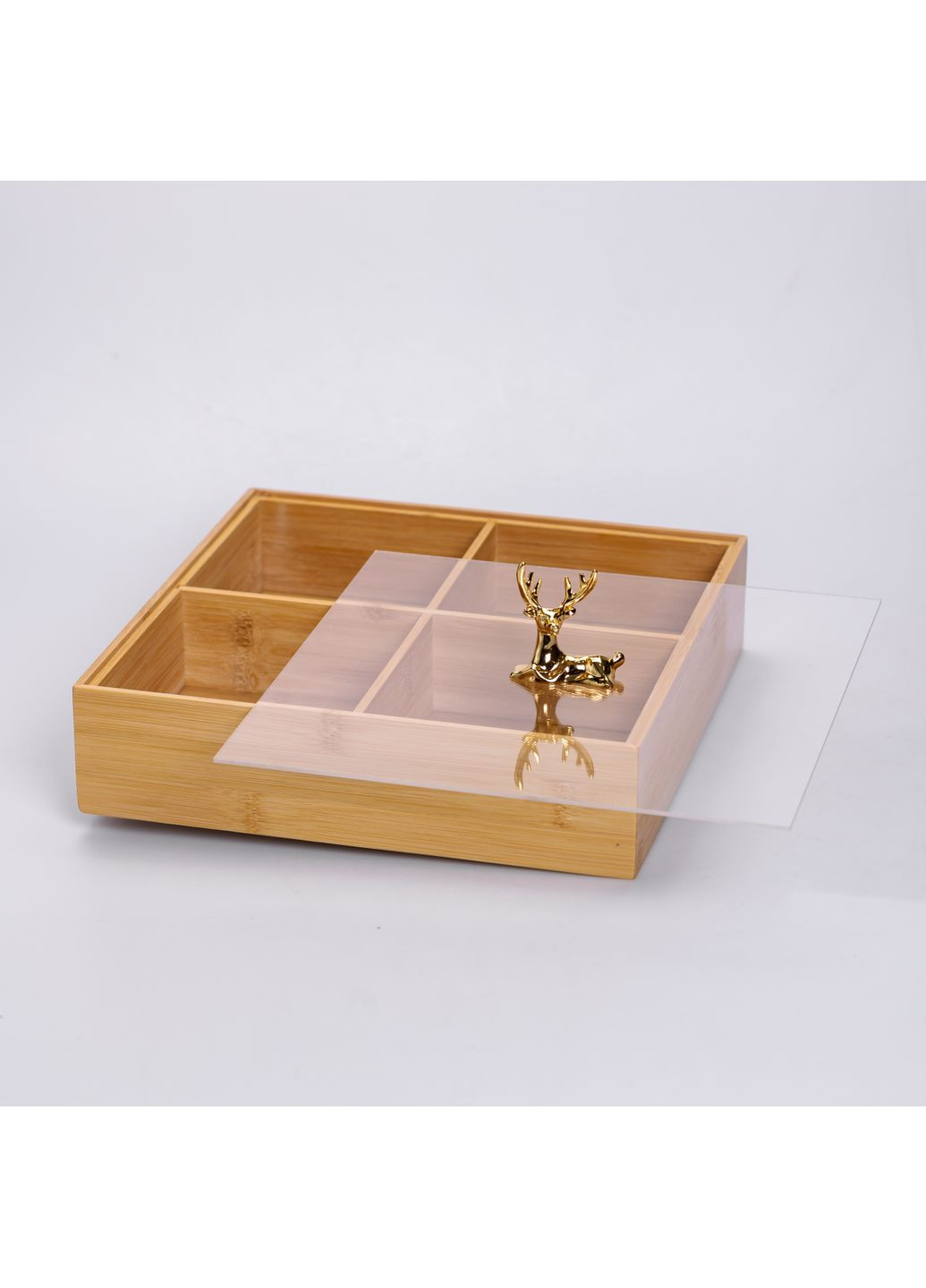 Менажниця бамбукова квадратна з кришкою 25*25*11 см Yiwu (361113469)