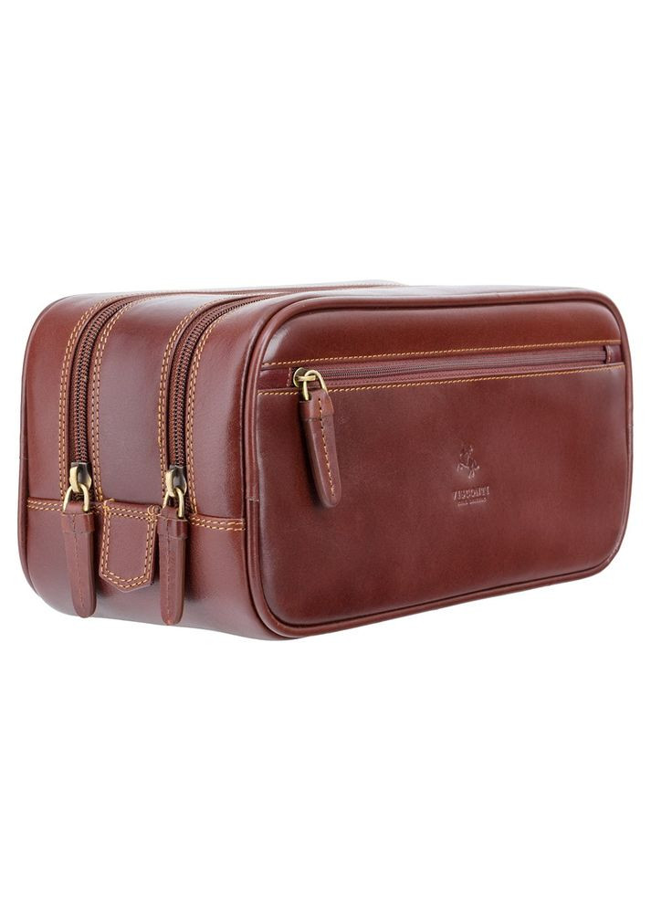 Шкіряна косметичка на два відділення MZ100 Naples (Italian Brown) Коричнева Visconti (303830459)