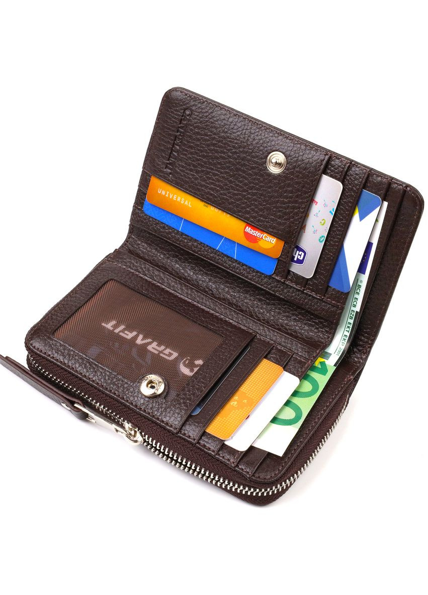 Женское портмоне из натуральной кожи с монетницей и отделениями для карт коричневое (sku_21910) No Brand (328218263)
