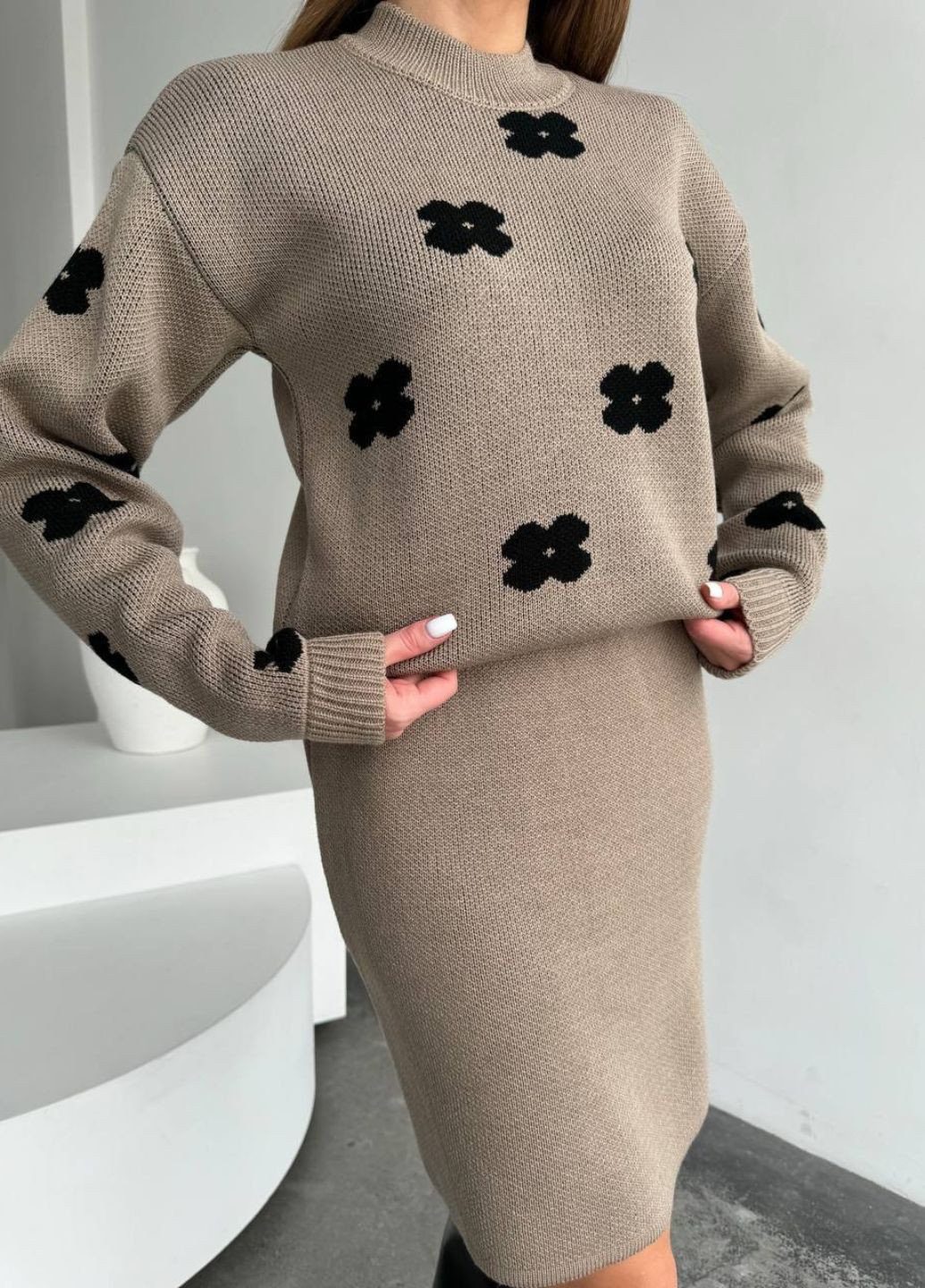 Вязаный костюм двойка: свитер + юбка Allthings (321988676)