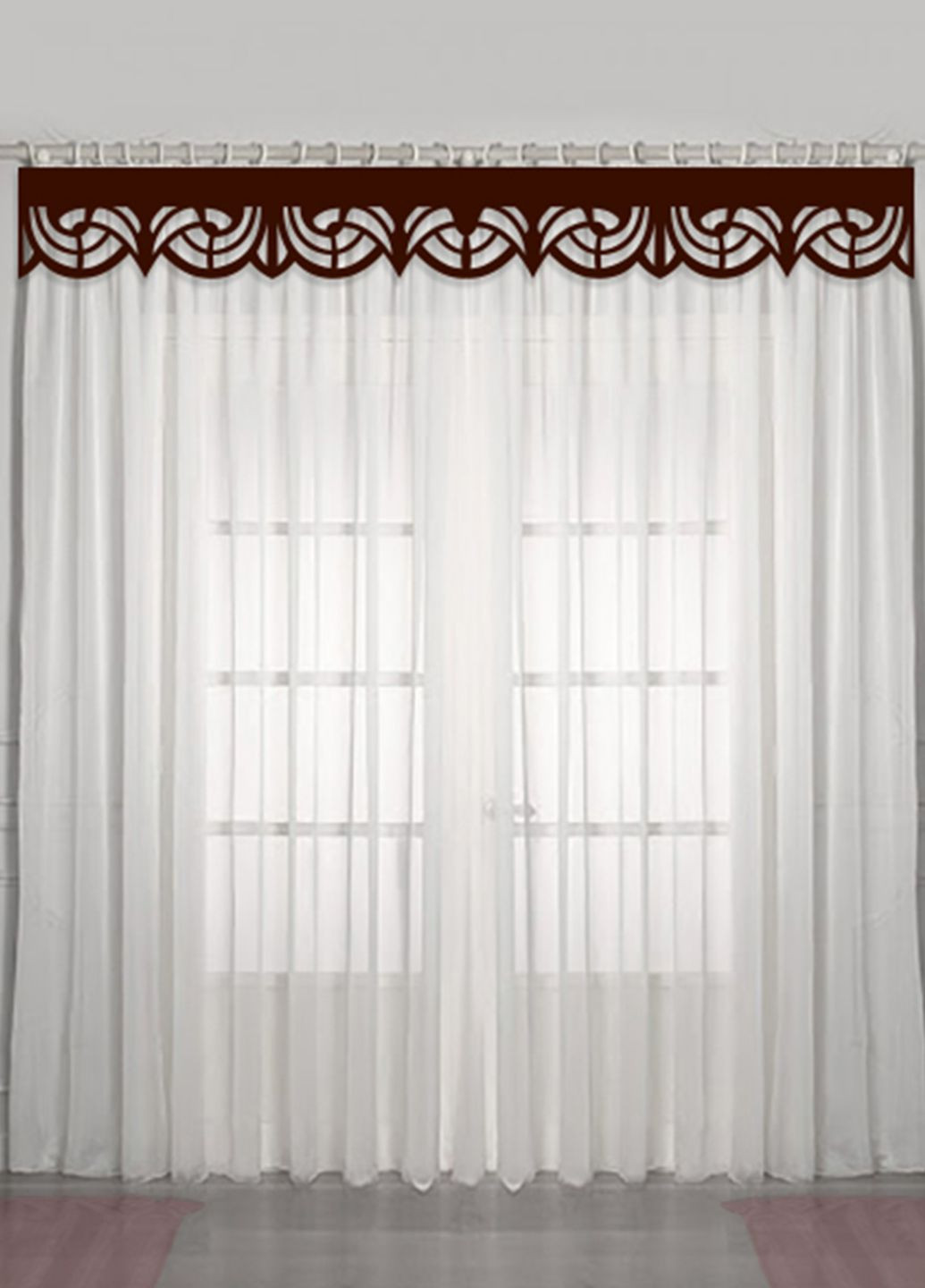 Ажурный жесткий ламбрекен Ажур 230см коричневый (142_3л) Firanka Lace (356892974)