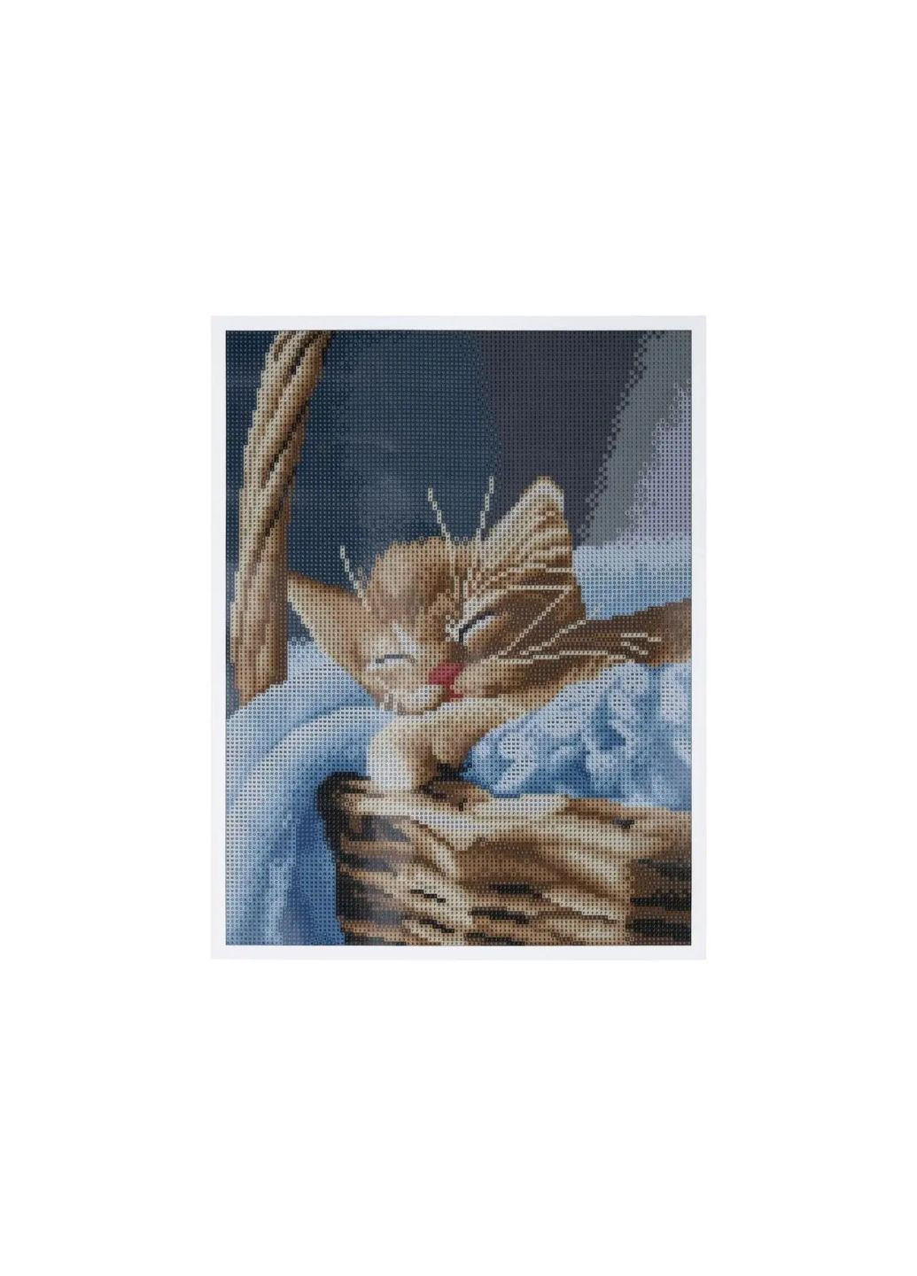 Набір для творчості 5D Алмазна Мозаїка "Спляче Кошеня в Кошику" Crelando (370140071)