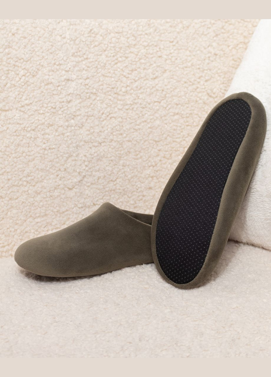 Тапочки домашние велюровые закрытые Хаки Maybel (298547547)