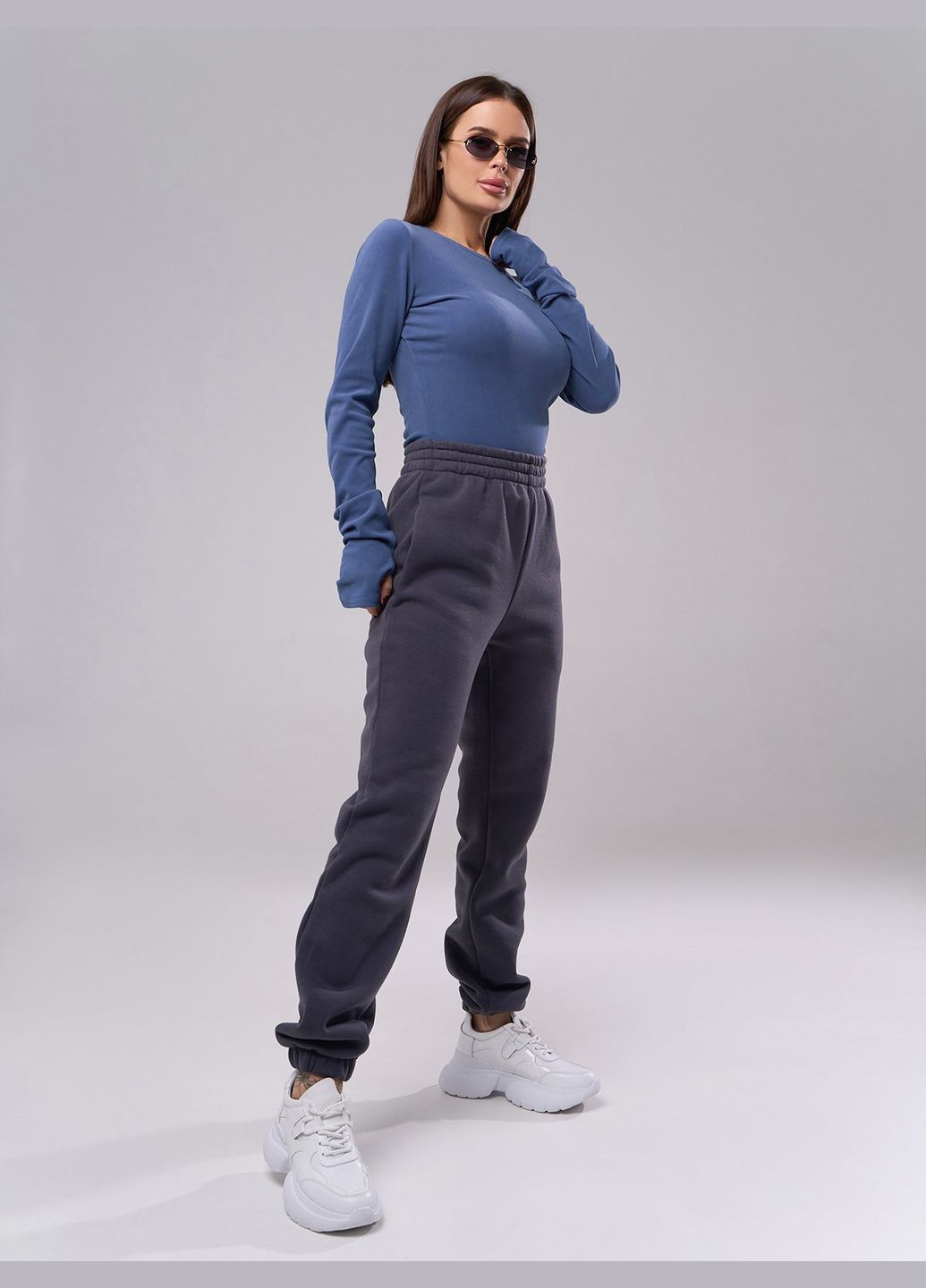 Трендовые брюки-джоггеры на флисе No Brand (313295043)