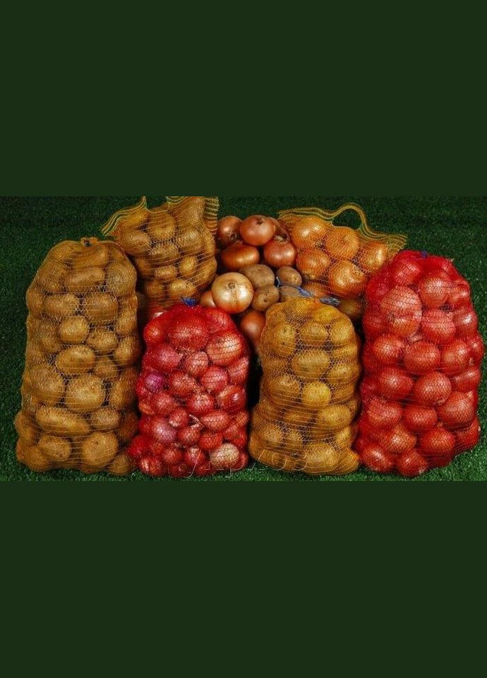 Сітка мішок овочева на зав'язках 10шт. мега велика 50х80 см на 40кг (фіолетовий/червоний/зелений) Agreen (323167100)