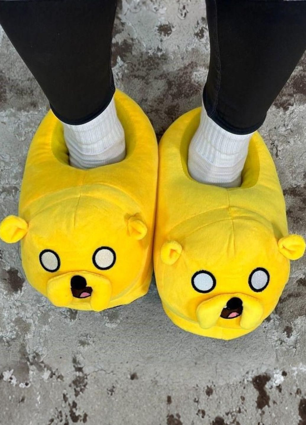 Желтые женские домашние тапочки пес джек с время приключений плюшевые My Kigu с ушками, с вышивкой