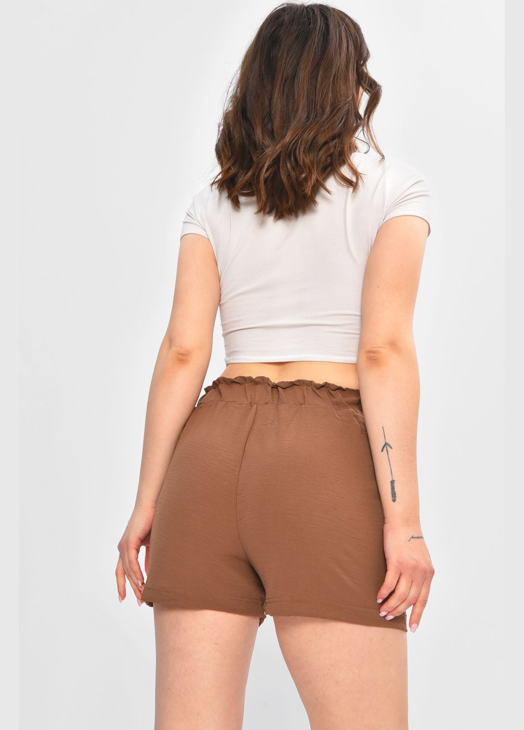 Шорты женские однотонные коричневого цвета Let's Shop (334100661)