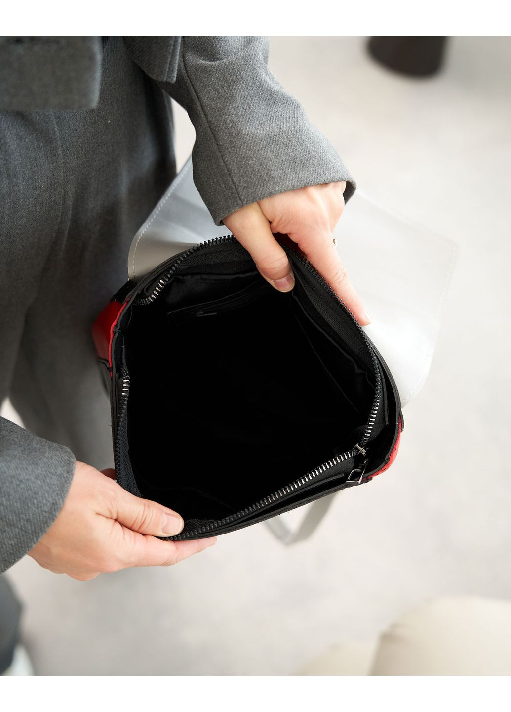 Женская сумка Клоди серого цвета экокожа сумка-рюкзак с двумя отделениями и молнией ProDobro (370883236)