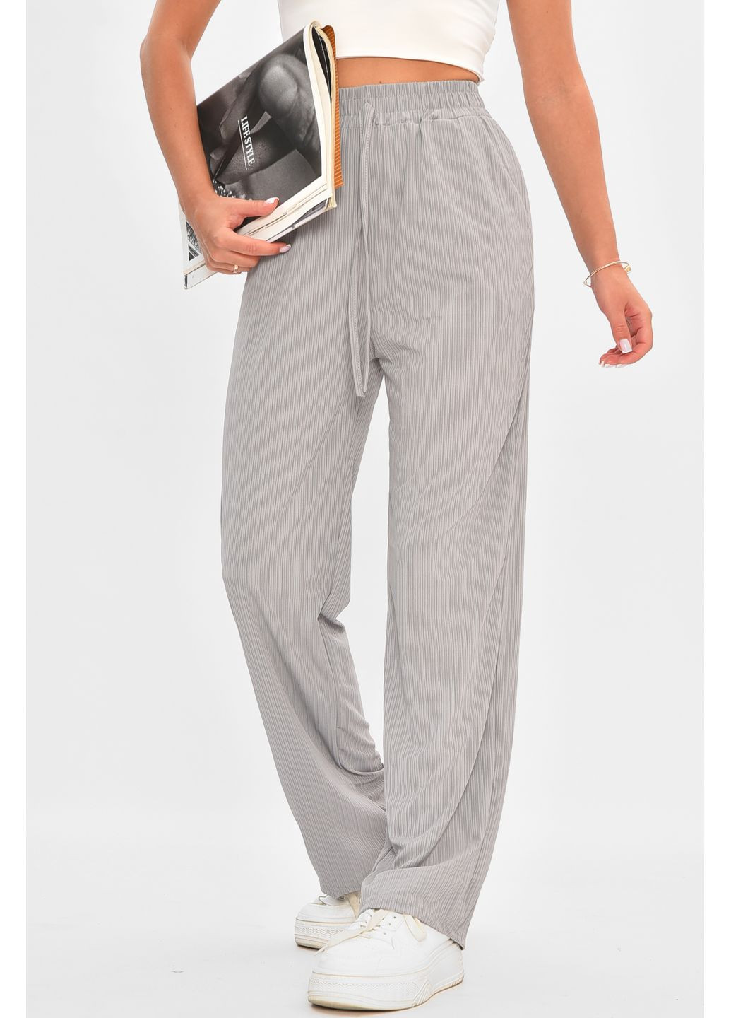 Штани жіночі розкльошені сірого кольору Let's Shop (353966431)