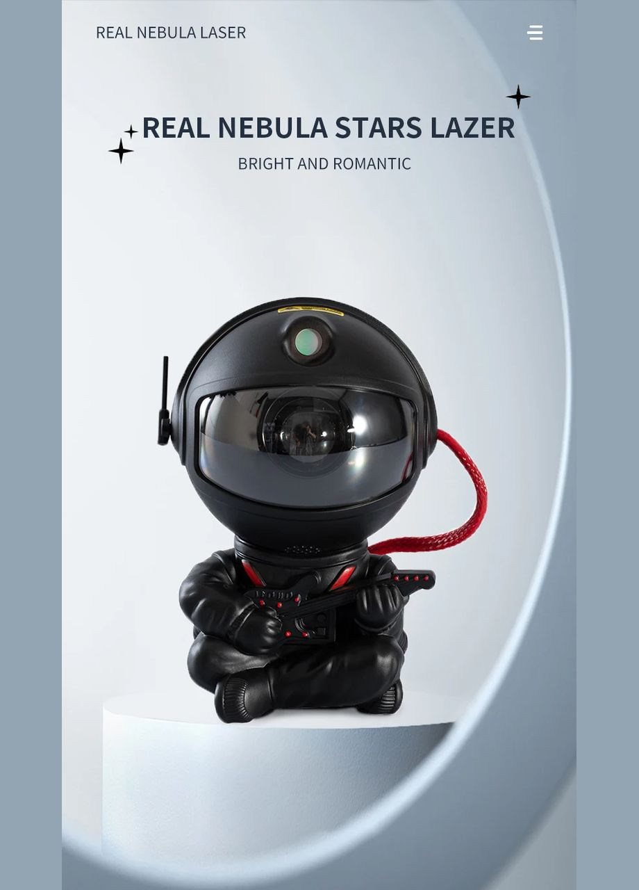 Лазерний нічник-проектор зоряного неба K1 Astronaut Black з пультом 12 х 7.5 см VHG (334305152)