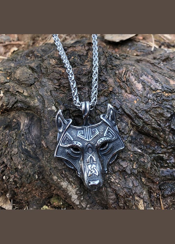 Кулон із ланцюжком чоловічий амулет підвіска вовк Viking (338425396)