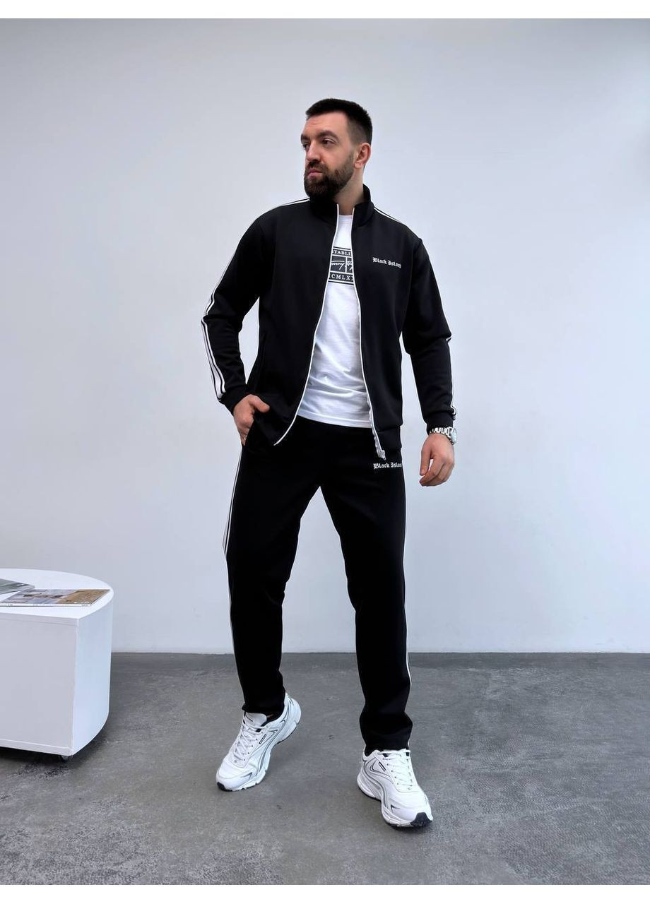 Черный костюм мужской петля,премиальная классная люкс,штаны и кофта с лампасами Україна