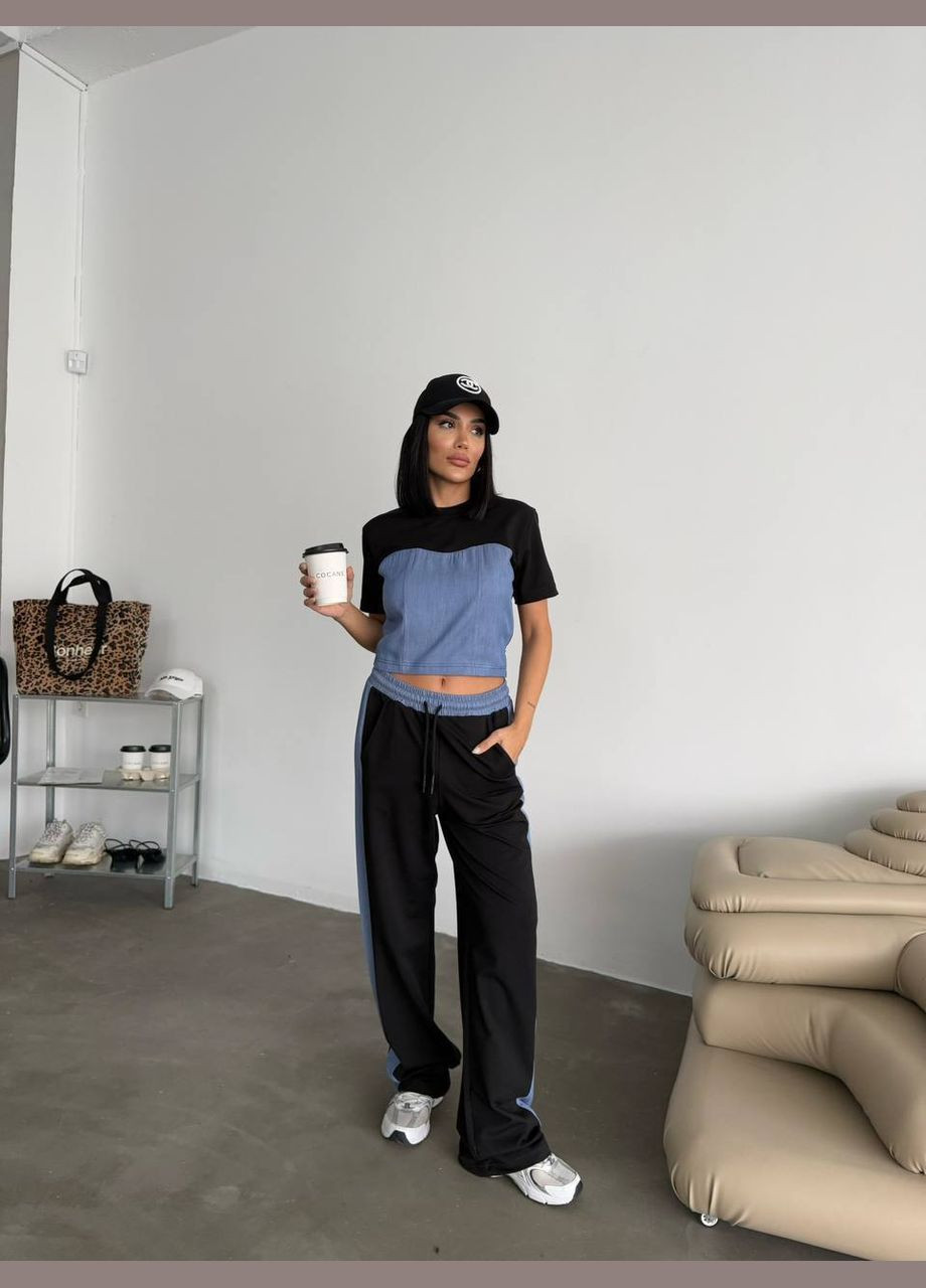 Женский костюм двойка футболка и свободные брюки MonCher (333655254)