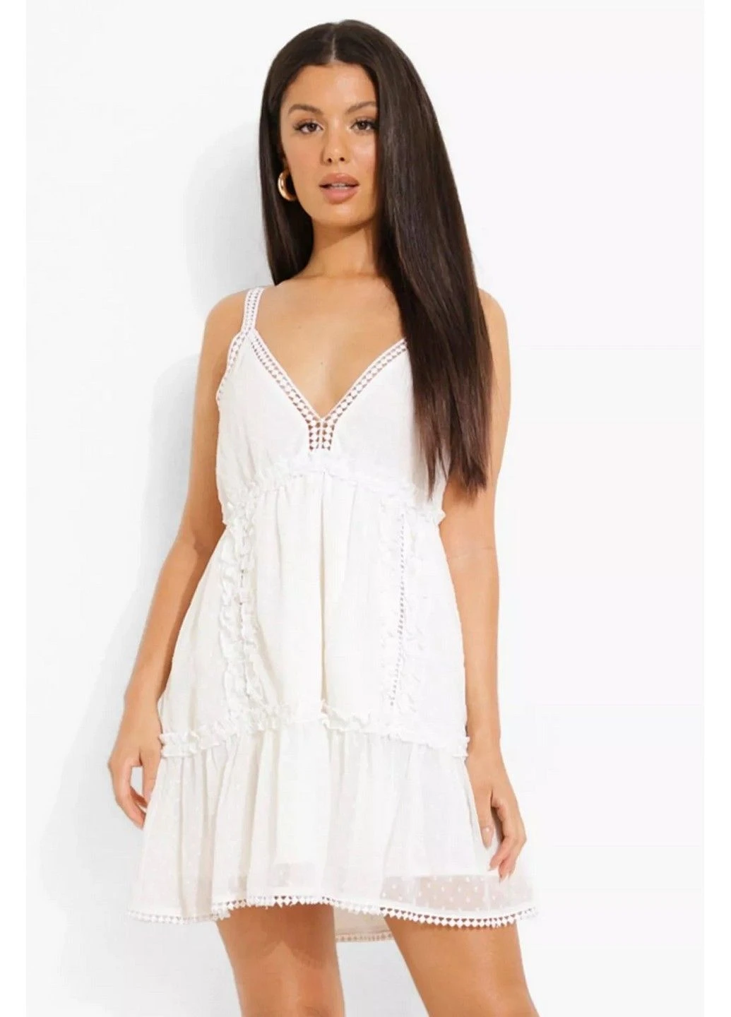 Белое кэжуал платье Boohoo однотонное